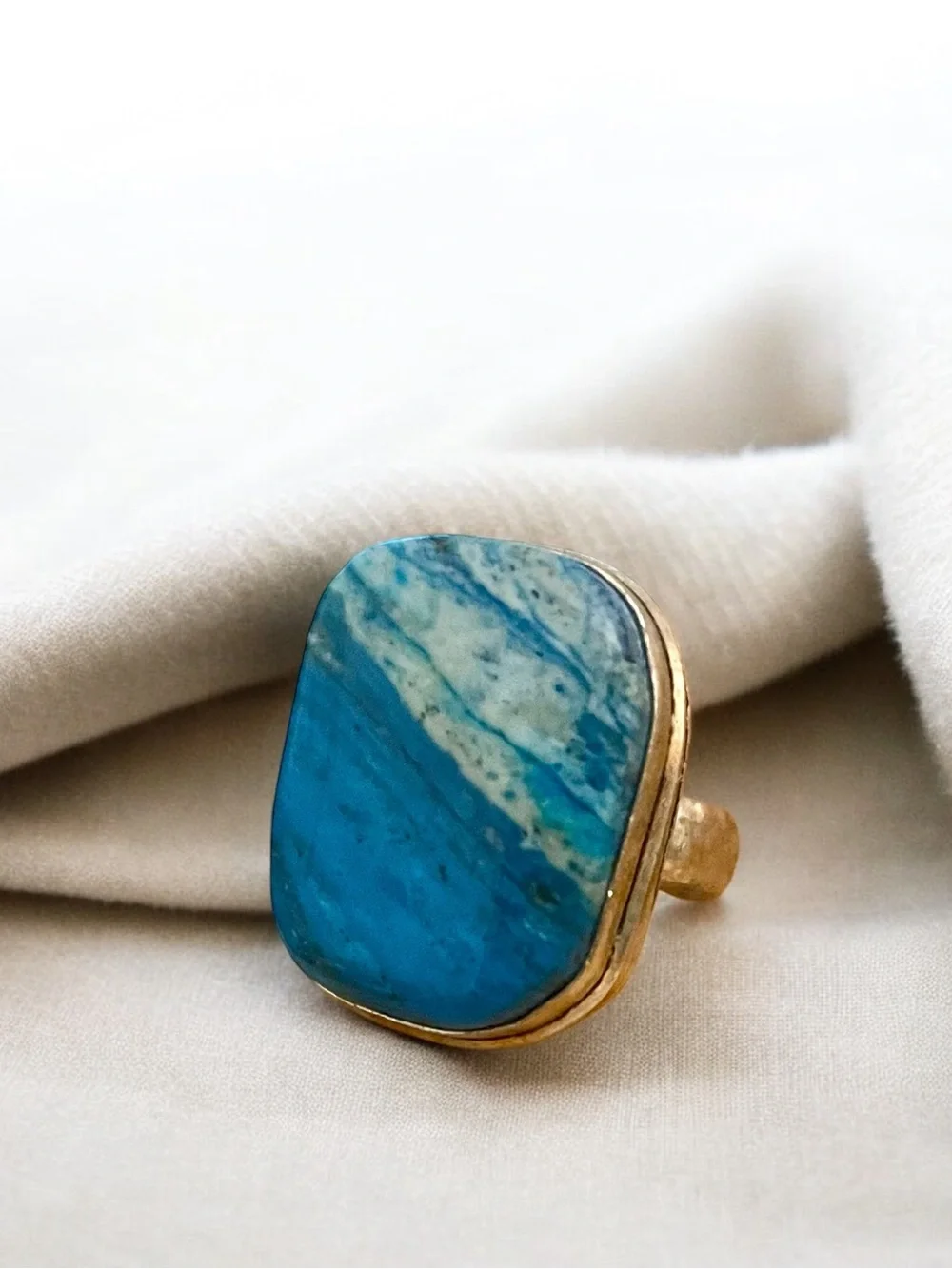 Blue Laguna Lace Agate Gemstone Ring Size 6.5
